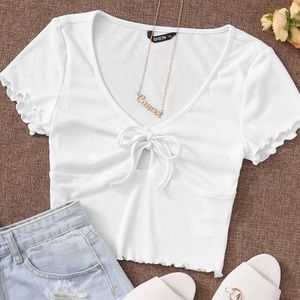 Shein plus size white cut out crop top